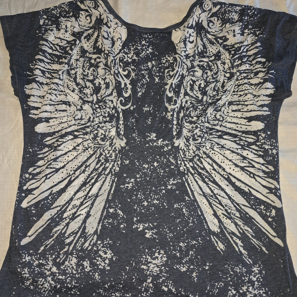 Maurices Navy Wing Print Short Sleeve Tee